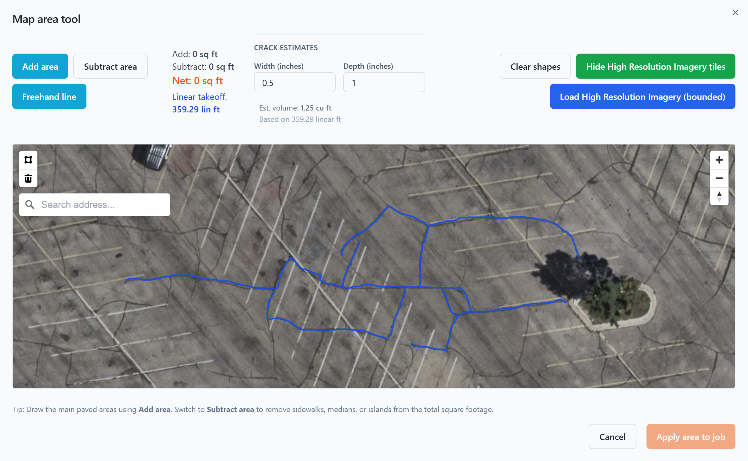 Linear feet crack measurement tool